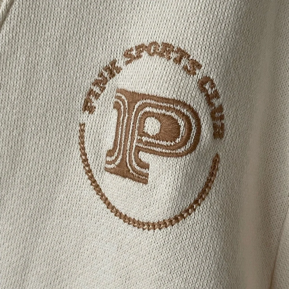 Pink Victoria’s secret cream brown stripes full zip sweatshirt
